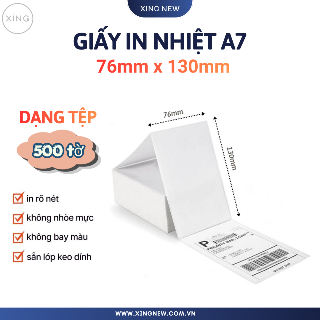 Giấy in nhiệt A7 76*130 500 tờ